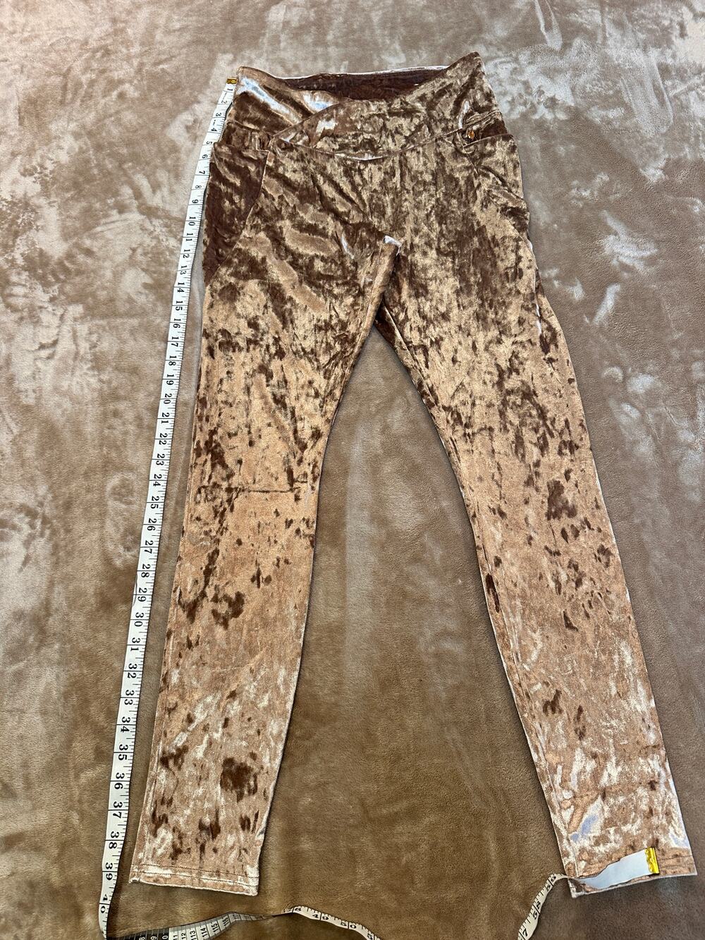 Fabletics Crushed Velvet Leggings Champagne High Rise Athletic Large